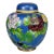 Vintage Chinese Cloisonne Brass & Enamel Floral Ginger Jar Urn For Sale