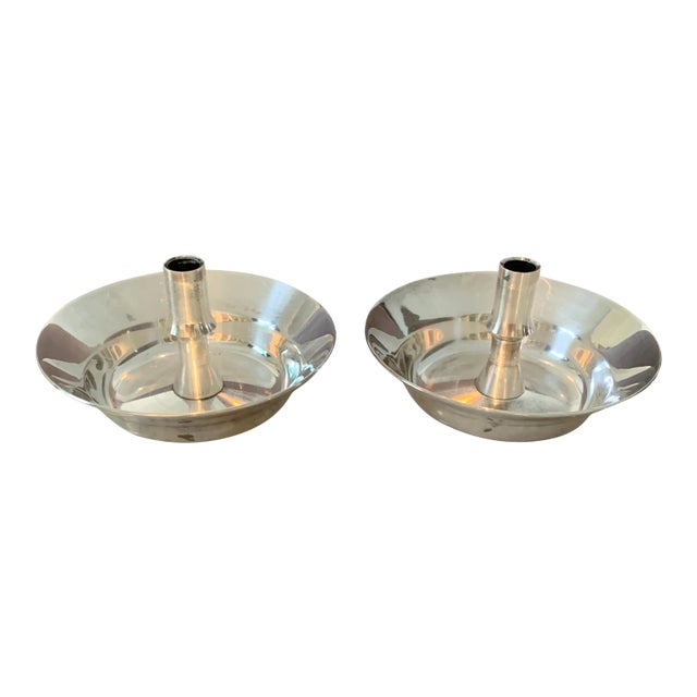 Silver Plate Dansk Candlesticks - a Pair For Sale