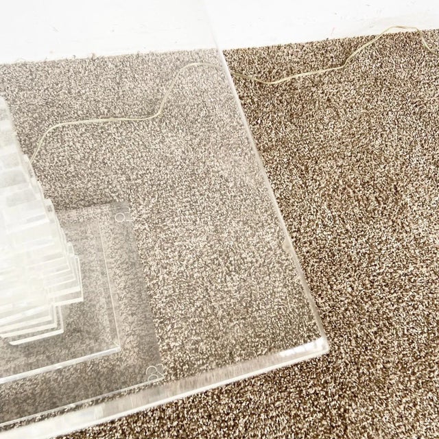 Plastic Postmodern Stacked Lucite Floor Lamp/Side Table For Sale - Image 7 of 10