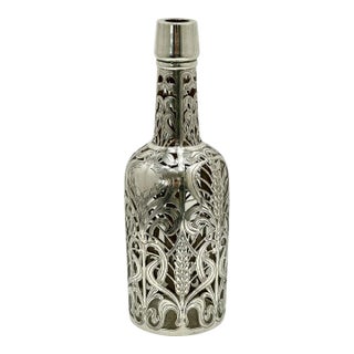 Outstanding Antique American 999/1000 Pure Silver Overlay Rye Whiskey Bottle by Black Starr & Frost & Gorham - Circa 1900 For Sale