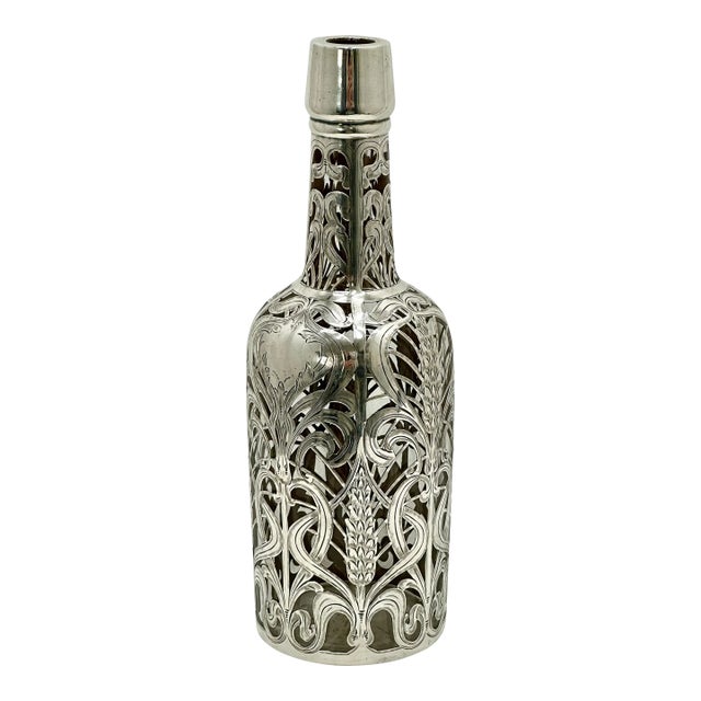 Outstanding Antique American 999/1000 Pure Silver Overlay Rye Whiskey Bottle by Black Starr & Frost & Gorham - Circa 1900 For Sale