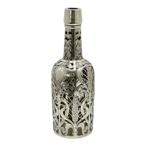 Outstanding Antique American 999/1000 Pure Silver Overlay Rye Whiskey Bottle by Black Starr & Frost & Gorham - Circa 1900