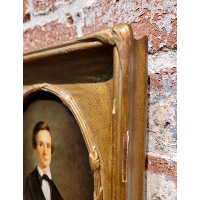 19th Century George Linen -Cabinet Portrait of a Young Scottish-19th Century Oil Painting For Sale - Image 5 of 11