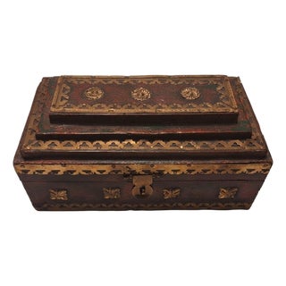 Indian Brass-Fitted Stepped Wooden Box For Sale