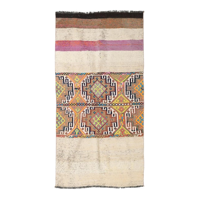 Vintage Unique Decorative Kilim Rug - 2`11″ X 6`1″ For Sale