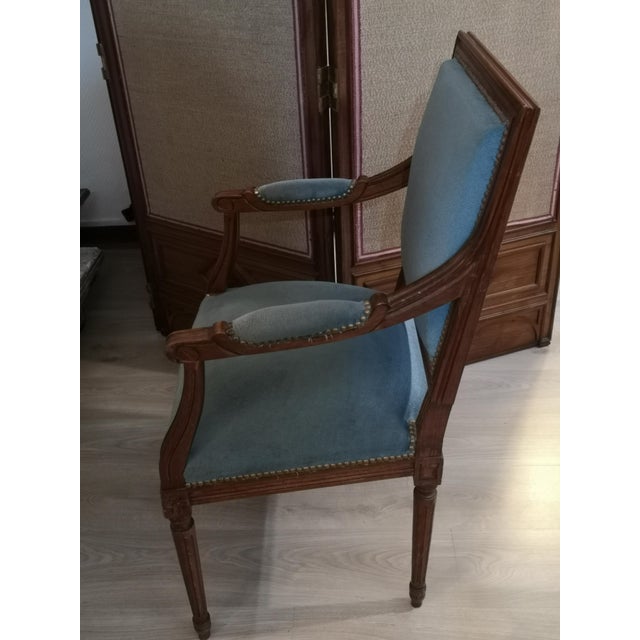 Blue Office Canvas Armchair For Sale - Image 3 of 9