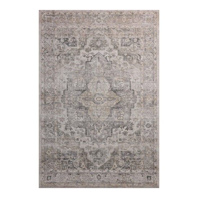 Amber Lewis x Loloi Josie Silver / Natural 2'-6" x 12'-0" Machine Washable Runner Rug For Sale