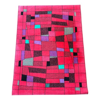 Small Geometric Abstract Rug, Czechoslovakia, 1980s For Sale