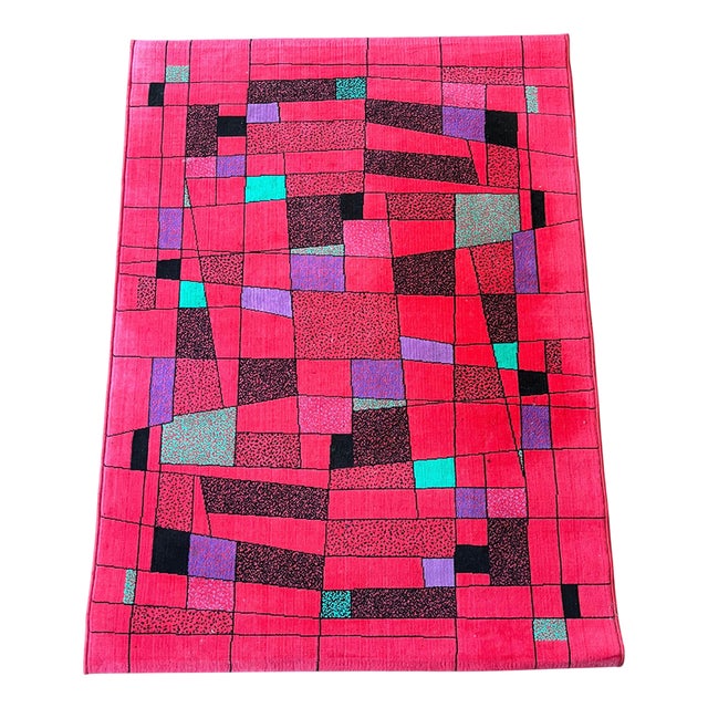 Small Geometric Abstract Rug, Czechoslovakia, 1980s For Sale