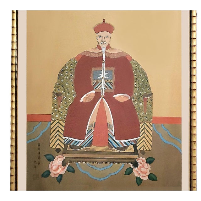 Wood Paintings Chinese Ancestral Portraits Large Pair For Sale - Image 7 of 17