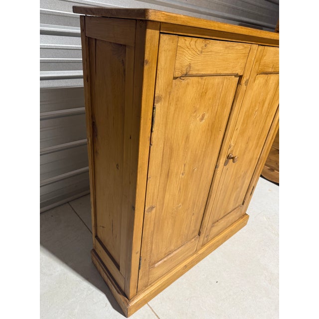 Brown Antique Pine Two Door Cupboard With Two Shelves From England For Sale - Image 8 of 18
