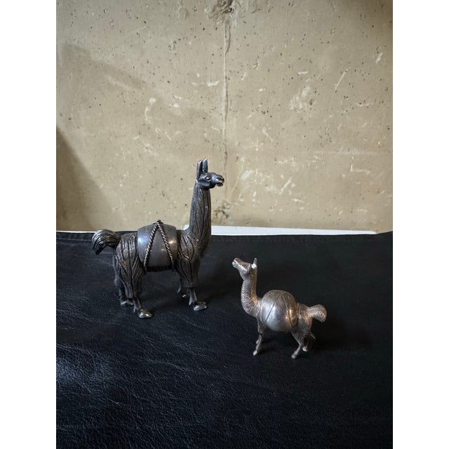 1950s Pair of Sterling Silver (Marked 925) Peruvian Llama Figurine For Sale - Image 5 of 9