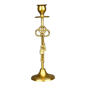 Vintage French Style Brass Candlestick With Ribbon Bow and Tassel