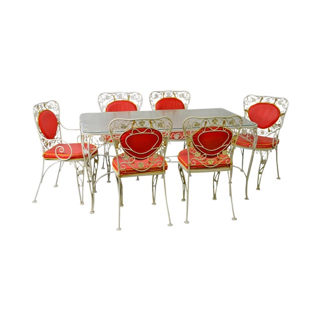 Vintage Wrought Iron Glass Top Table & 6 Chairs Patio ... (640 x 640 Pixel)