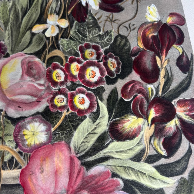 Traditional Unframed Chromolithograph Print of a Bouquet of Flowers by Joseph Nigg For Sale - Image 3 of 8