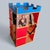 A brilliantly unusual handmade castle-shaped bookcase and vinyl record storage unit , finished in a wonderfully bold...