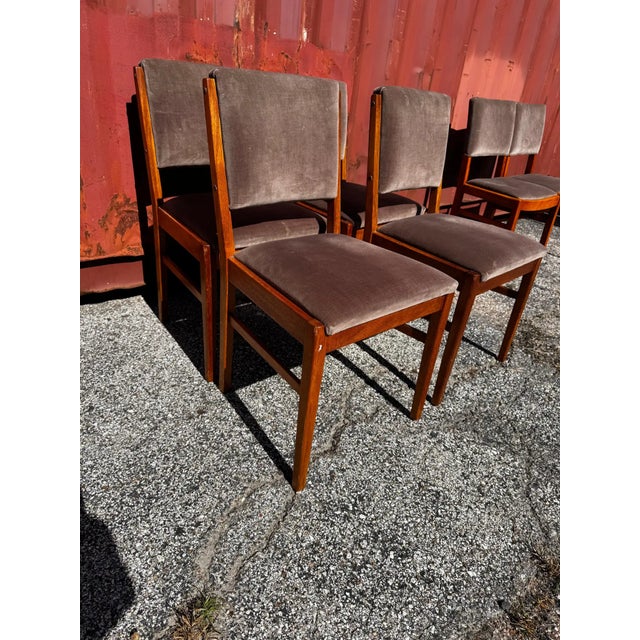 Mid 20th Century Mid 20th Century Set of 4 Swedish Velour Upholstered Teak Dining Side Chairs For Sale - Image 5 of 6
