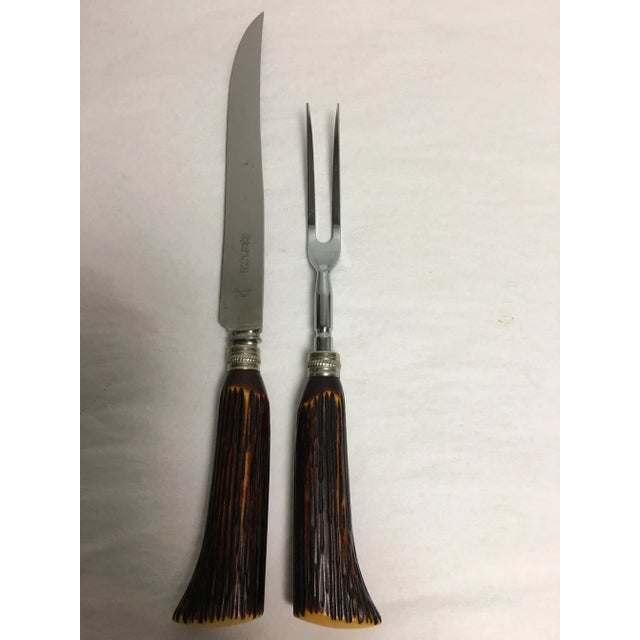 English Bakelite Horn Carving Set - A Pair For Sale - Image 5 of 5