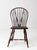 Antique 19th-century brace-back Windsor chair with a tall fan back, slender spindles, diagonal braces, and bentwood crest....