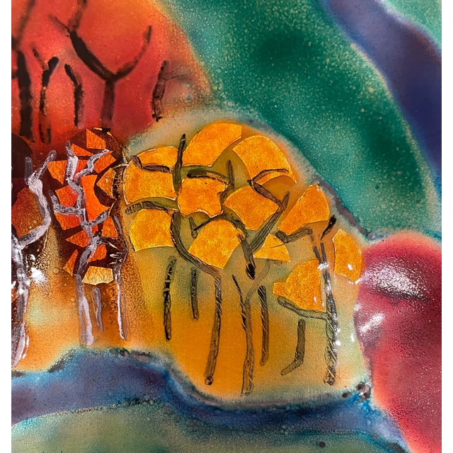Contemporary 1992 Steve Krauss Autumn Landscape Enamel on Metal For Sale - Image 3 of 7