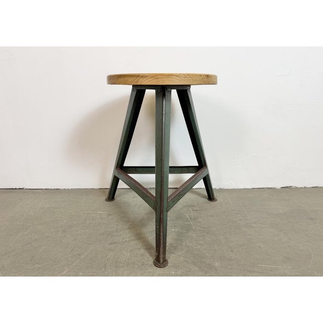Industrial Green Workshop Stool, 1960s For Sale - Image 12 of 18