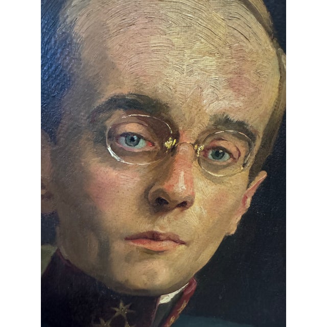 Portraiture Framed Antique Early 20th Century European Military Officer Oil Portrait, Believed Austro-Hungarian For Sale - Image 3 of 6