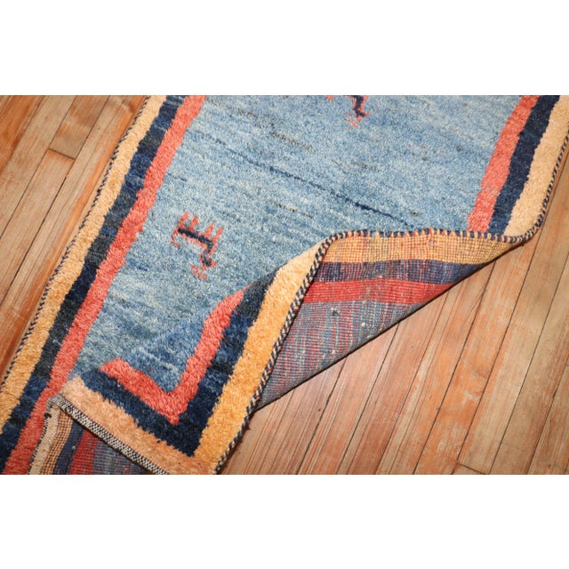 Textile Late 20th Century Blue Persian Gabbeh, 2'5'' X 4'8'' For Sale - Image 7 of 10