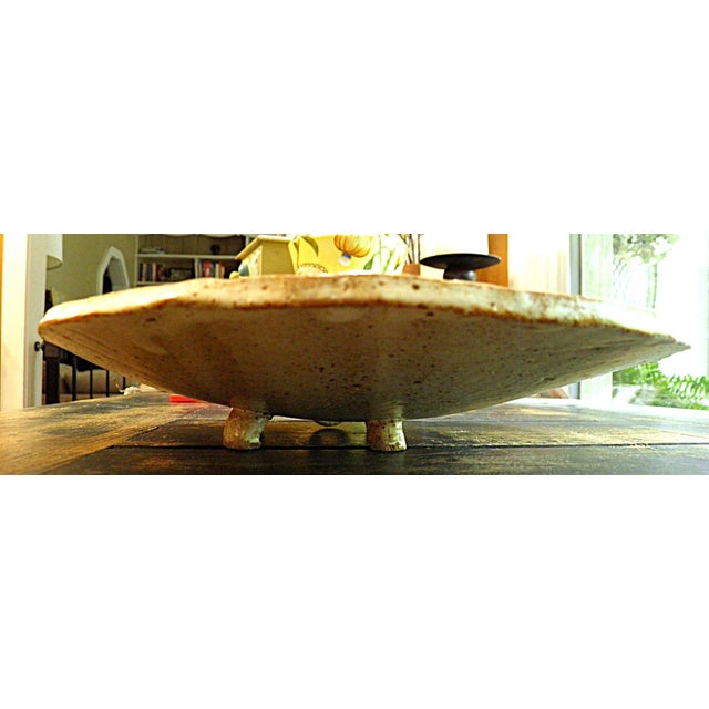 Ceramic Large Freeform Neutral Pottery Tray With Corn Detailing For Sale - Image 7 of 8