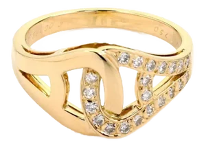 Cartier Diamond 18k Yellow Gold Open Love Knot Band Ring - Size 6.5