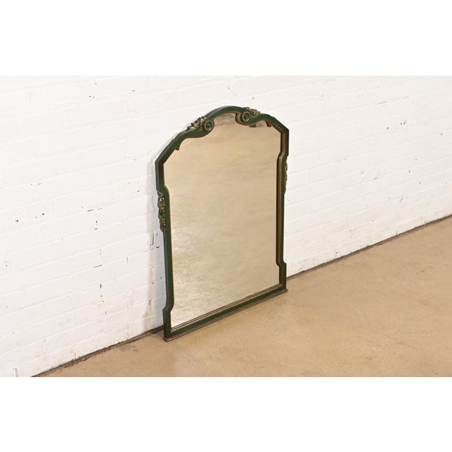 French Country Stickley Brothers Antique Early American Country Cottage Green Lacquered Wall Mirror, Circa 1920s For Sale - Image 3 of 11