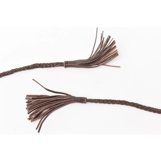 1990s Signed Brown Stitched Leather and Colored Agate Stones Tie Waist Belt With Tassels For Sale In Miami - Image 6 of 10