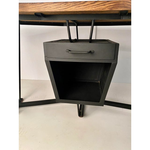 1930s Modern Oak and Iron Boomerang Form Desk, France, Circa 1930s For Sale - Image 5 of 12