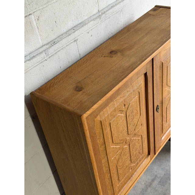 Wood In Style of Henning Kjærnulf Oak Storage Wooden Hutch Denmark Mid-Century Modern 1960s For Sale - Image 7 of 9