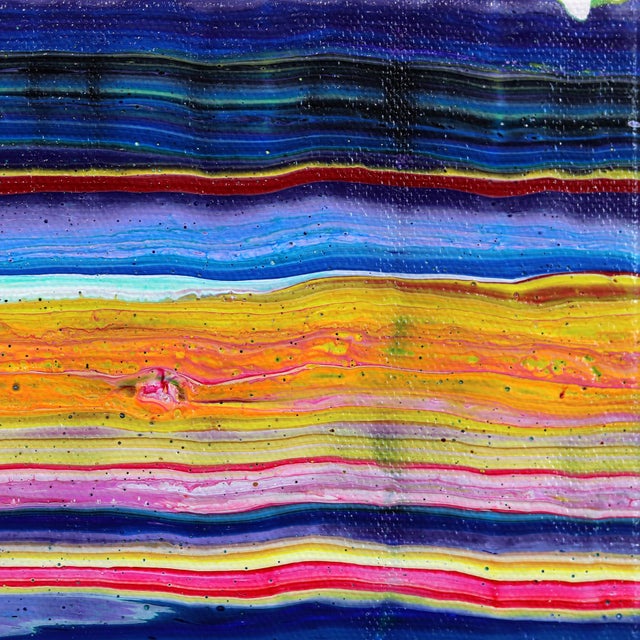 Textile City and Color - Original Colorful Lines Abstract Acrylic Paint Artwork on Canvas by Armen Ges For Sale - Image 7 of 9