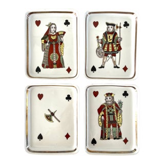 Vintage Porcelain French Playing Card Trays- Set of 4 For Sale