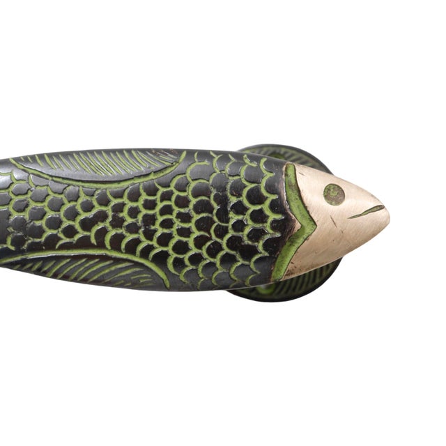 2020s Green Brass Fish Handles - a Pair For Sale - Image 5 of 6