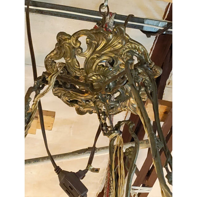 Late 19th Century 1880s French Bronze and Cobalt Opaline Chandelier – Var Region, Provence For Sale - Image 5 of 9