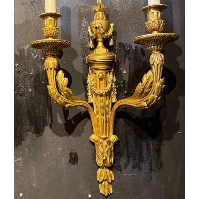 1920s 1920's Caldwell Bronze Sconces With Acanthus Leaves 2 Lights - a Pair For Sale - Image 5 of 8