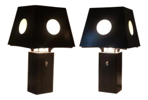 Bronze and Steel Spree Table Lamps - A Pair
