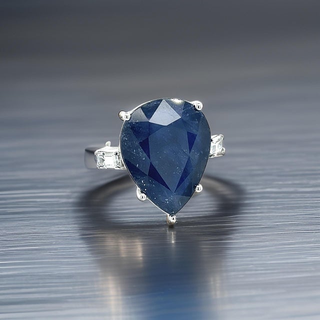 Composite Sapphire and Diamond Ring Size 6.5 14k W Gold 17.73 TCW Certified $3,590 217843 This is a Unique Custom Made...