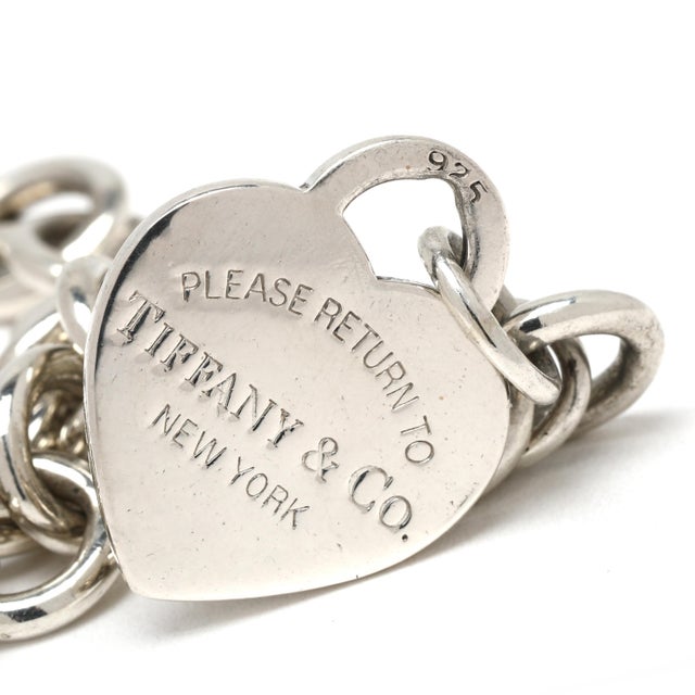 Modern Tiffany & Co Charm Bracelet, Sterling Silver, Length 7.75 Inches For Sale - Image 3 of 4