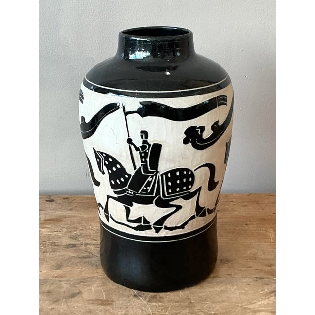 Discover the unique charm of this vintage Boho hand-painted ceramic vase, a captivating piece that brings an artistic and...