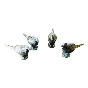 1990s Pewter Pheasants Salt and Pepper Sets- 4 Pieces
