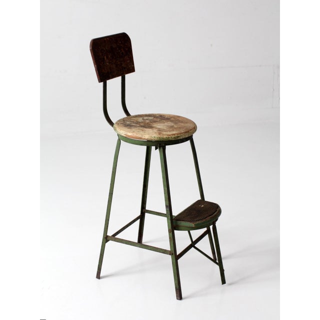 Antique Industrial Drafting Chair With Step For Sale - Image 14 of 18