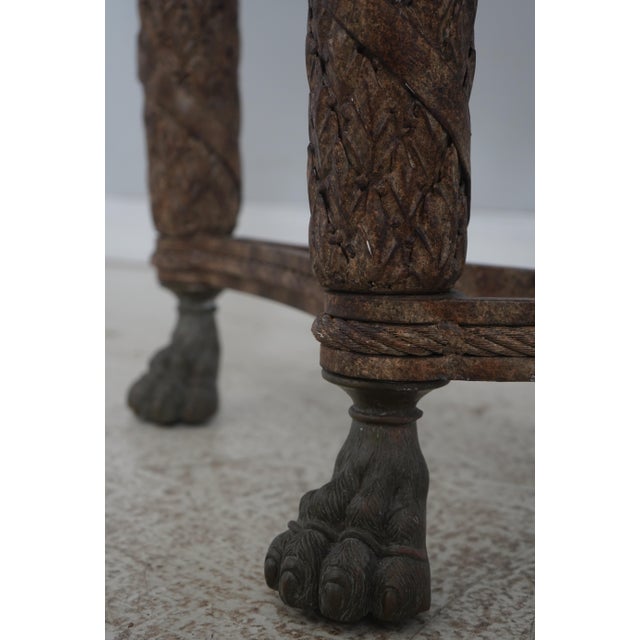 Bronze Maitland Smith Bronze Neoclassical Console Table W. Stone Top For Sale - Image 8 of 16