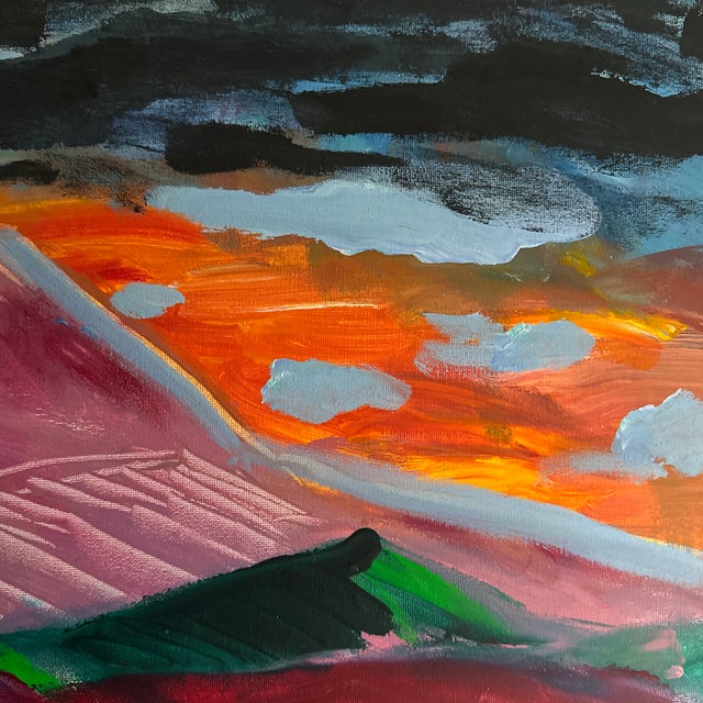 Blue Laura Davis (American [Nc], 21st C.) “When the Sun Goes Down,” Acrylic on Canvas For Sale - Image 8 of 9