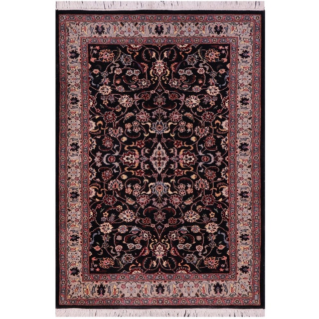 Shabby Chic 1990's Pak-Persian Black/Gray Wool Rug - 3'0'' X 5'1'' For Sale - Image 9 of 9