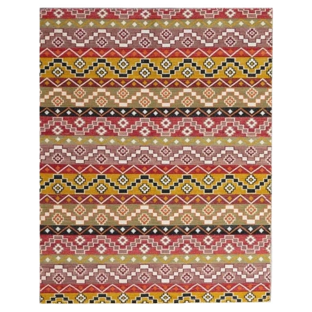 Handwoven European Style Flat Kilim Rug For Sale