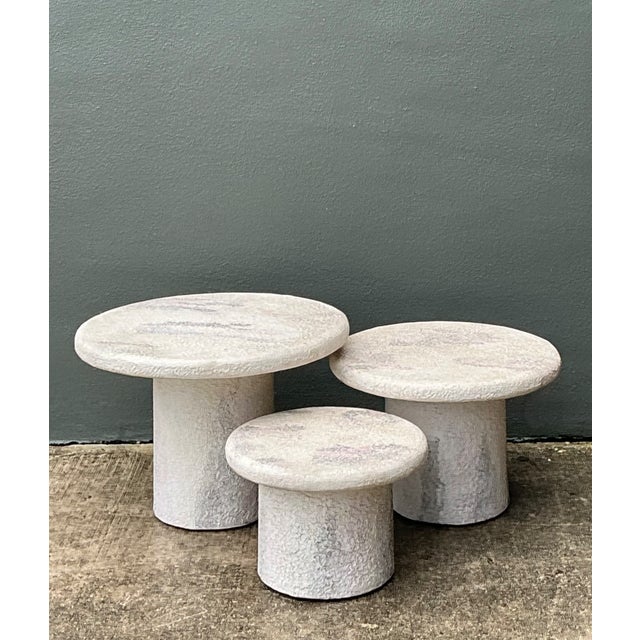 Vintage Textured Faux Stone Side Tables For Sale - Image 12 of 12
