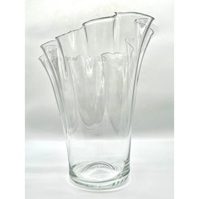 1980s Monumental Scandinavian Clear Glass Floor Vase attributed to Holmegaard, 1970s For Sale - Image 5 of 18